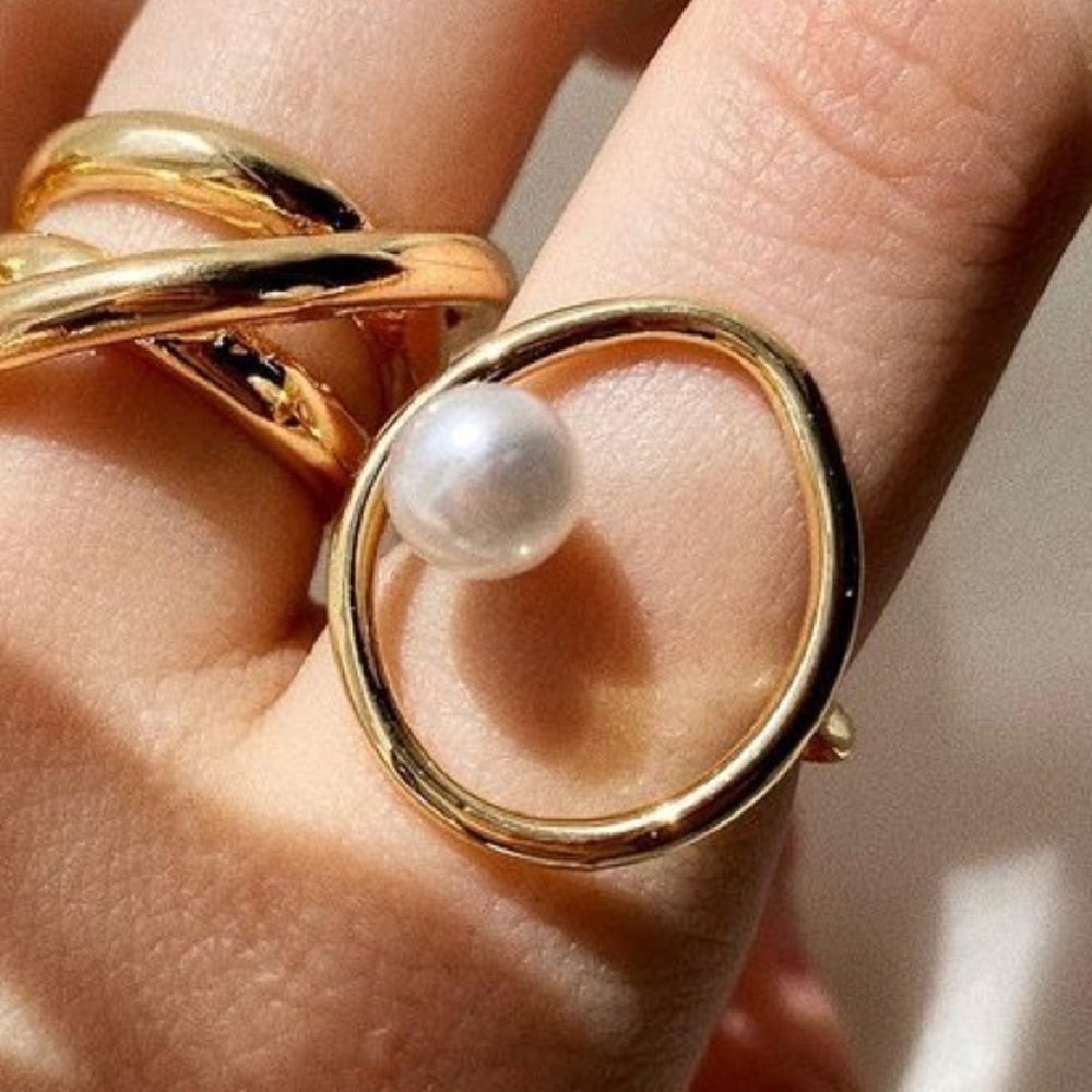 🤍Vintage pearl open gold plated ring - Picture 2 of 10
